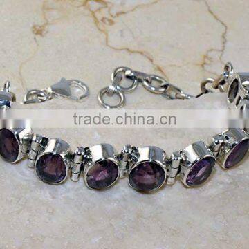 Alloy Silver Amethyst Bracelet BA193