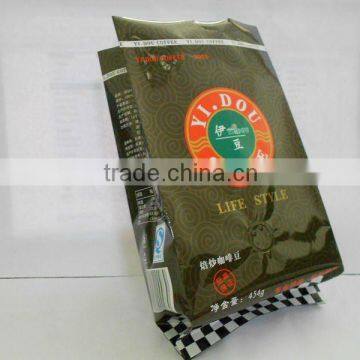 coffee bean sides gusset plastic bag with valve