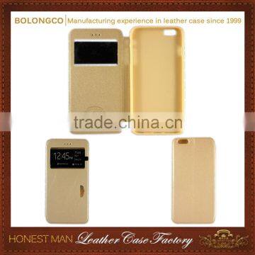 Leather Cell Phone Case for Apple Iphone 6 Plus 5.5 Inch Black Back Cover for Iphone 6 With View Window Wholesale photo-4