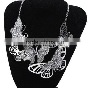 Fashion Butterfly Crystal Chunky Statement Bib Pendant Chain Choker Necklace