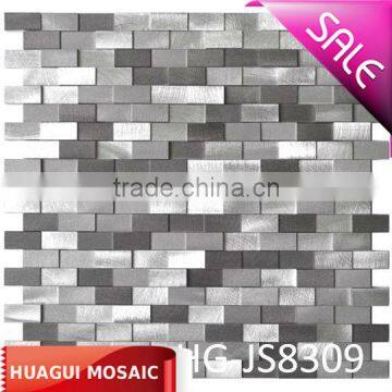 3D Raised Grey Blends Aluminum Brick Pattern Mosaic Tile HG-JS8309