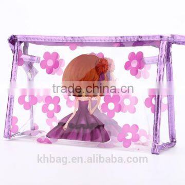 eco recycled Cheap luxury custom fashion zippertransparent plastic cosmetic bag