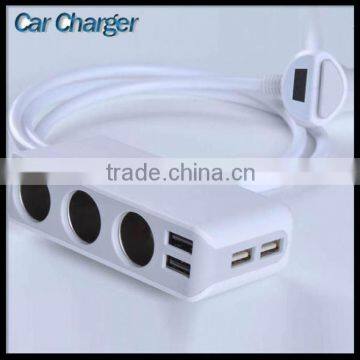 3 Sockets Cigarette Lighter Multi Usb Port Ac Travel Charger