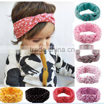 Children's hair European female baby knitting cross hair band cotton elastic headband hand knot of peace