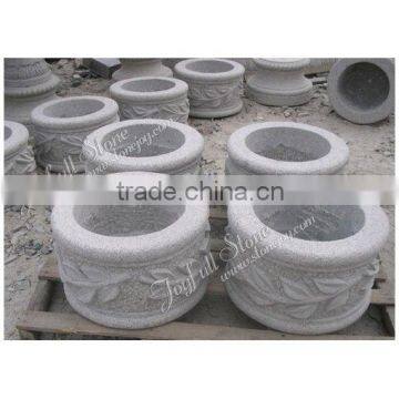 Round Grey Granite Planters