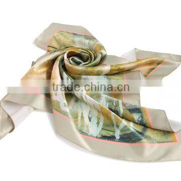 screen printed lady pure silk scarf latest design