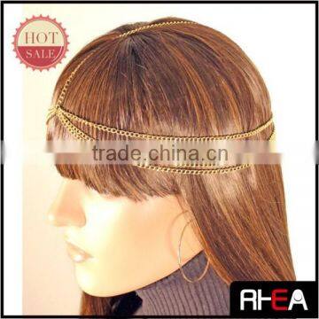 3 Layed Gold Chain Fashion Hair Head Band Chain Jewelry RH11463