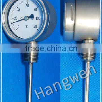 SS304 Bottom Industrial bimetal thermometer