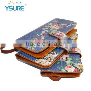 Printed Flower Pattern PU Leather Universal Wallet Phone Case For iPhone 7