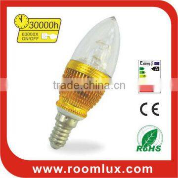 special design E14 LED candle bulb light 3W Dia35X110mm