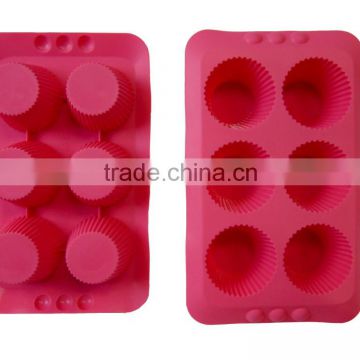 2016 top quality 6 muffins circle shaped silicone mold