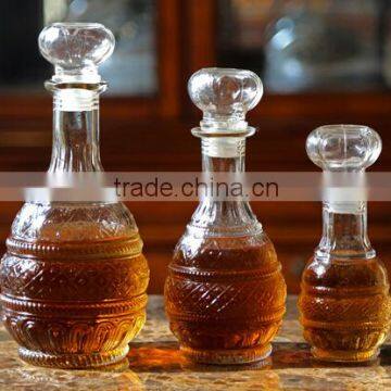 Embossed Europe Glass Vodka Bottle With Glass Lid