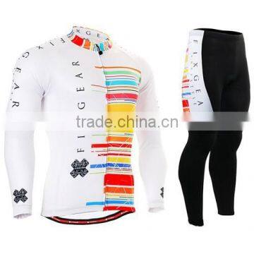 cool design colorful breathable long sleeve men women cycling clothing suit