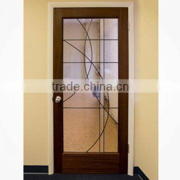 Steel glass door with wooden edge