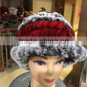 2015 Wholesale Price Fashion High Quality Knitted Rex Rabbit Fur Hat For Women