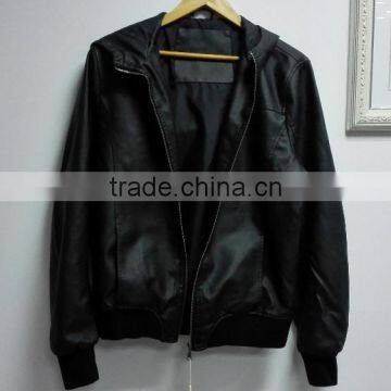 16JWP3 newest hot sale men PU leather jacket with hood