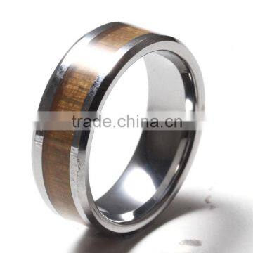 Wood grain paper inlay tungsten carbide ring wholesale Tungsten wedding band