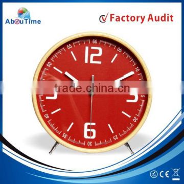 12inch Logo Promotional red colour wood Customized table Clock for Home/office decoration