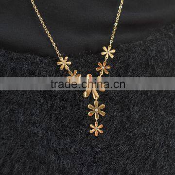 Long Connected Flower Necklace Stainless Steel Women Jewelry Sets Wholesale photo-2