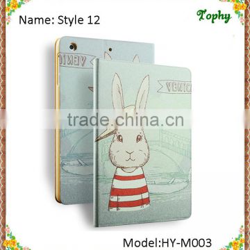 Blue Straw Hat Rabbit Folio Leather Children's Case Kids ablet Cover for iPad mini