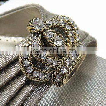 Minas Bridal Vtg Style Antique Clear Rhinestone Crown Shoe Clips