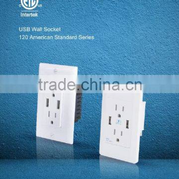 15A 125V 2 USB ports USB Receptacle