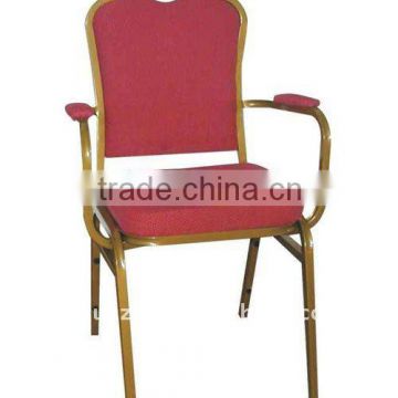 Red steel banquet chair with armrest