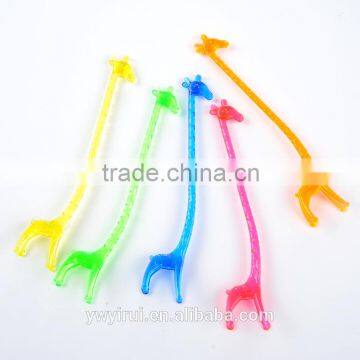 Plastic colored giraffe coffee stirrers muddler