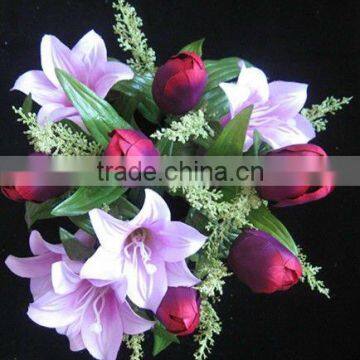 mix flower bush in two tone purple,rose bush ,silk cabbage rose ,rose bouquet