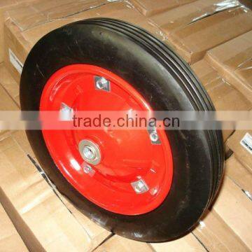 14 inch solid rubber wheel with metal rim Tool trolley wheel 14''*3'' Rubber wheel for trolley