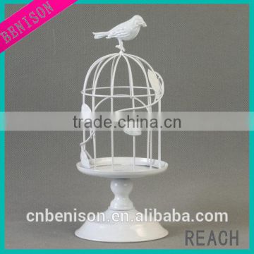 white decorative metal birdcage candle holder centerpiece