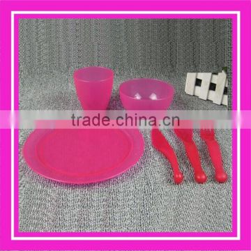 6pcs plastic rectangle plate picnic tableware set