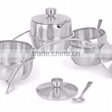 Stainless Steel Condiment Set Seasoning Containers With Stand and Spoons photo-4
