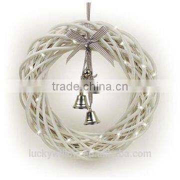 Hot Sell Christmas Wicker Wreath With Lights and Bells,grey Hanging Christmas Wreath photo-3