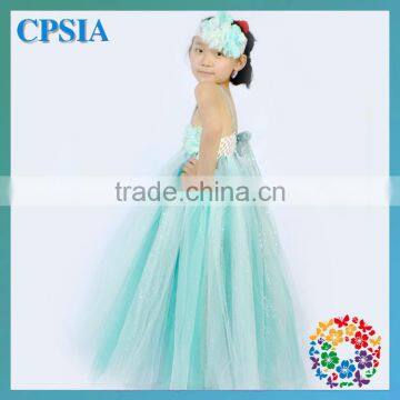 2014 Pretty Girl Dress Latest Blue Aqua Tutu Dress & Headband &Glitter Cape Set Baby Clothes Wholesale Price photo-6