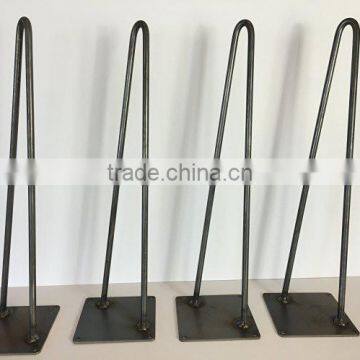 Black Powder Coated 28 Inch 2 Rod Iron Metal Hairpin Wood Table Leg photo-2