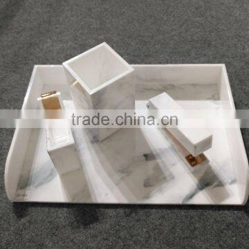 High Quality Handmade Marble Acrylic Document Tray/Marble Acrylic Stationary photo-2