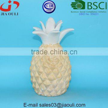 New Design Home and Garden Decorations Ceramic Pineapple With Wood Print Decor photo-4