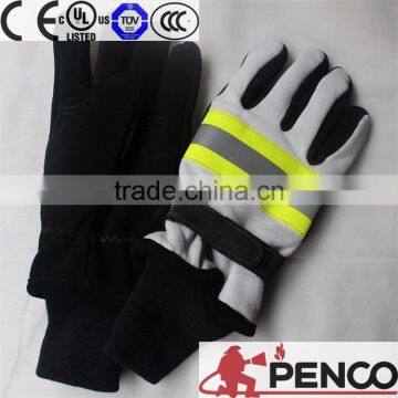 Sheepskin Fire Retardant 3m Reflective Black Cuff Hand Protected Police Cleaner Worker Fireman Gloves photo-2