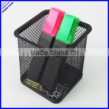 High quality desktop black square metal mesh pen holder