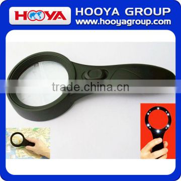 Hand hold high grade reading 10x magnifying glass with light