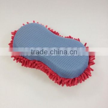 8 shape microfiber chenille mesh double side car wash advertising sponge