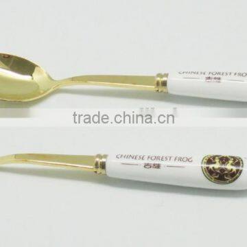 410 Stainless Steel Partial Gold Plated Flatware,service for 3 Birthday and Promotional Gift Flatware Wholesale photo-2