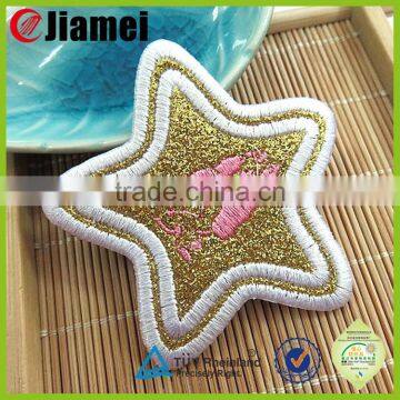 Machine custom heart shape flicker reflective embroidery textile patches