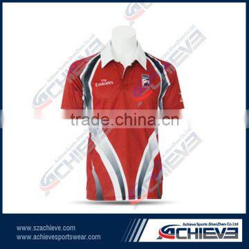 sublimation printed bowling polo shirt offical club cricket suits shirt active gym sublimation racing jerseys uniforms