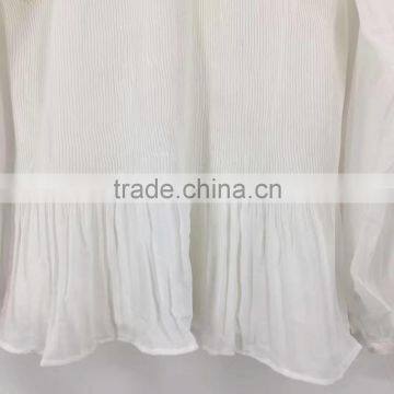 Yiwu Stock Apparel Women Pleated Transparent Sexy Chiffon Blouse photo-2