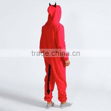 100% Cotton Adult Wholesale Zipper Onesie for Winter Plain Red Onesie photo-2