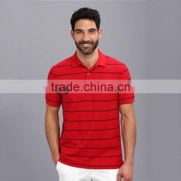 Latest design mens short sleeve red stripe new design polo shirt