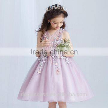 Best Quality Purple Handmade Decoration Girl Party Wear Western Dress photo-4