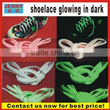 high quality flat glowing shoe lace glowing in the dark
